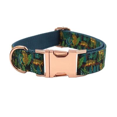 China Wholesale New Fashion Rose Gold Buckle Dog Accessories Padded Colorful Printing Luxury Dog Collar for sale