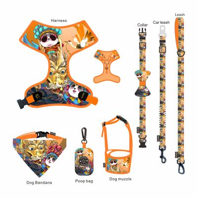 China Hot Sale Fashion Pet Products Poop Bag Custom Adjustable Dog Harness Rope Pet Collars And Leash Set Personalized for sale