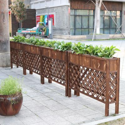 China Flower Style Compound Planter Shelf American Outdoor Wooden Pot Large Box for sale