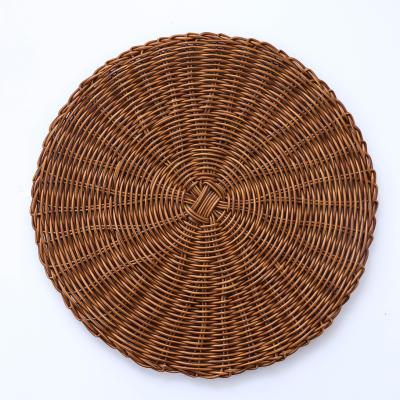 China Sustainable Woven Polypropylene Round Rattan Non Slip Anti Scalding Pastoral Table Mat Pad Coaster Placemat For Bowl Decorative Soup Plate for sale