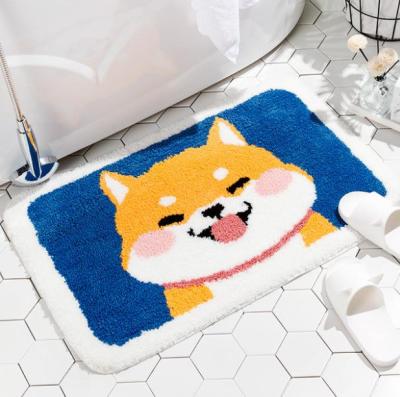 China Cute Animal Washable Thicken Fluffy Water Absorbent Shaggy Carpet Washable For Bathroom Non Slip Floor Bath Door Mat Rug for sale