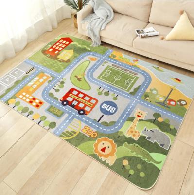 China Wholesale Custom Printing Game Washable Mat Baby Crawling Floor Education Mat Carpet Kids Area Rug Road Traffic for sale