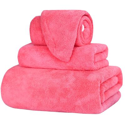 China High Absorbent Wrap Coral Fleece Bath Towel Face Bath Hair Set New Design Microfiber Polyester QUICK DRY Bathroom Towels for sale