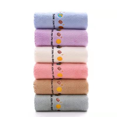 China 70x140cm Microfiber Coral Fleece Thick Cartoon Embroidery High Viable Ultra Soft Planet Shower Bath Warm Absorbent Towel For Kids Adults for sale