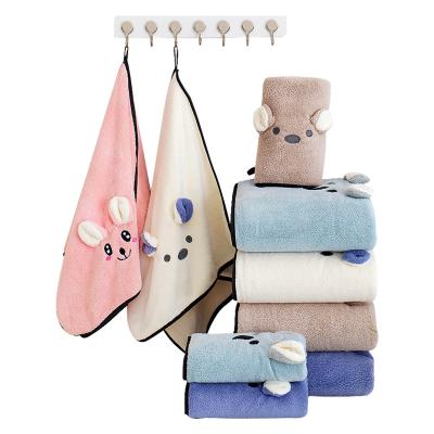 China Cartoon Heater Coral Fleece Microfiber Pink Blue Kids Water Swimming Bath Towel Viable Wholesale Children Thickened Absorbent Beach Towel for sale