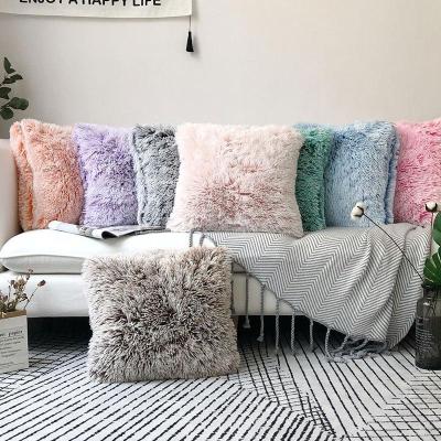 China Sofa Couch Bed Car Super Latest Fashion Luxury Nondisposable Long Hair Faux Fur Fleece Soft Fleece Pillow Case Cushion Cover for sale