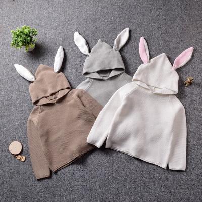 China Hot Selling Amazon Rabbit Ear Hat Anti-wrinkle Long Sleeve Hooded Pullover Baby Sweater Children Kids Outdoor Clothing for sale