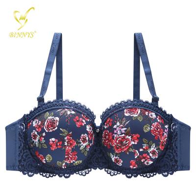 China Binnys Flower Accessories QUICK DRY Breathable Bra For Women Soft Lift Up Comfy Ladies Subjectador Underwear Underwire Printed Bras for sale