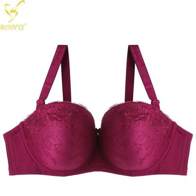 China BINNYS Full Cup Underwire Women Balcony Balconette Bra Bra Big Cups Sexy Lace Nylon Higher Quality QUICK DRY Size 36 F for sale