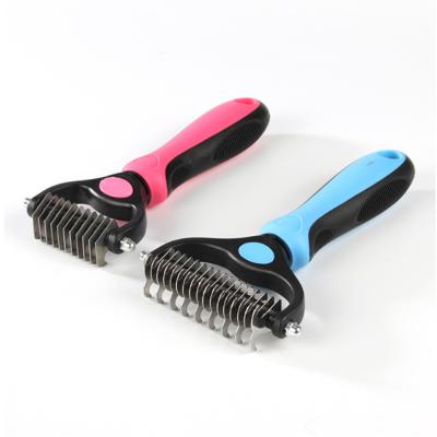 China Sustainable Double Sided Shedding Pet Grooming Tool Pet Product Cat Brush for sale