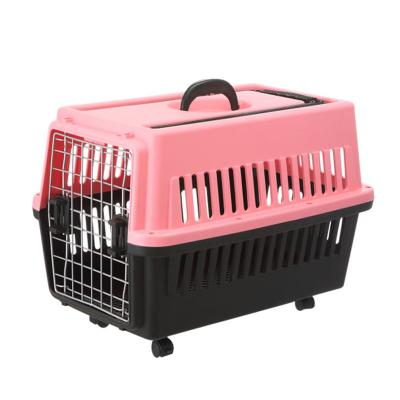 China Breathable Portable Pet Flight Case Take Out Pet Cage Dog Cat Shipping Box Pet Trolley Case for sale