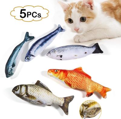 China Factory Direct Sale Cat Plush Cotton Fish Toys Viable Interactive Chew Pet Toys for sale