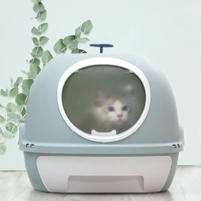 China Cat Litter Box Toilet Fully Sustainable Enclosed Breathable Big Size Large Space Drawer Type Cat Litter Box for sale