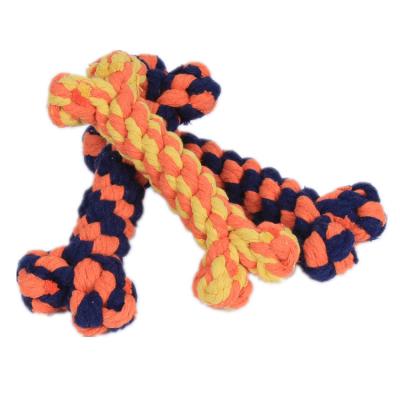 China Wholesale Stocked Plush Goods Shaped Double Knot Dog Molar Chew Toy Pet Cotton Rope Bone for sale