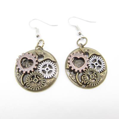 China 2021CLASSIC European and American retro gear earrings steampunk DIY handmade movement earrings for sale