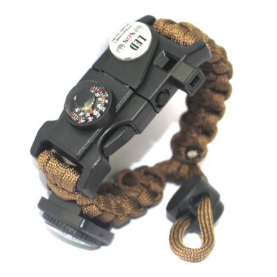 China 2021 FASHIONABLE Outdoor Camping Braided Flintstone Compass Whistle Adjustable Rope Survival Bracelet Multifunctional Bracelet for sale