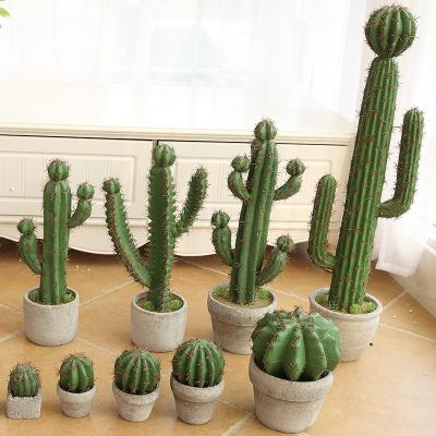 China 2021 Nordic CLASSIC Decorative Plants In Cement Pots Simulated Cactus Bonsai Home Decor Ornaments for sale