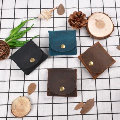 China 2021 Fashion Genuine Leather Loose Key Pocket Change Holder Tray Leather Mini Coin Purse Creative Retro For Men Brown for sale