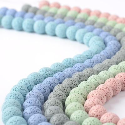 China FASHIONABLE 2021Volcanic Stone Round Beads DIY Handmade Essential Oil Aromatherapy Colorful Beads For Diffuser Bracelet for sale