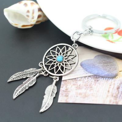 China Metal 2021Europe and American Hot Selling Fashion Keychain Dream Catcher Tassel Turquoise Key Chain Pendant for sale