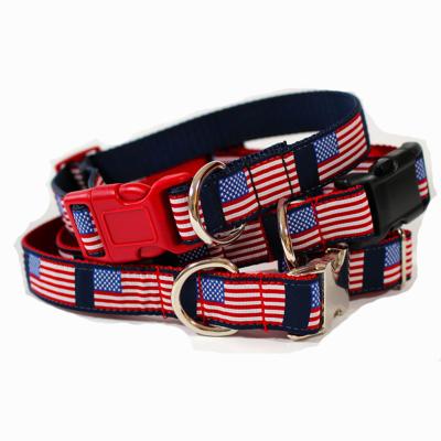 China Wholesale Star American Flag Padded Striped Dog Collar for sale