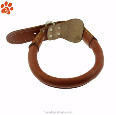 China Sustainable Genuine Leather Dog Collar Custom Luxury Leather With Stitching for sale