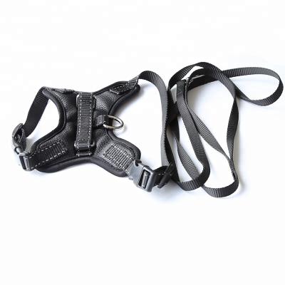 China Genuine Leather Padded Reflective Padded Pet Accessories Fleece Dog Harness And Leash for sale