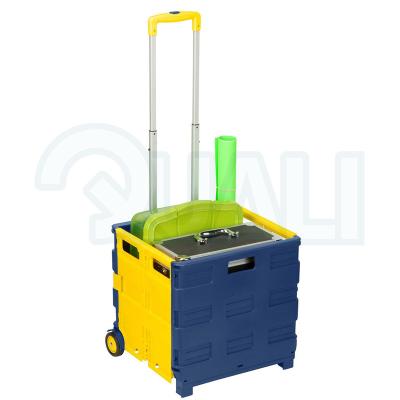 China Professional Folding Cart Folding With Lid Attached Plastic Fold Up Cart With Handle for sale