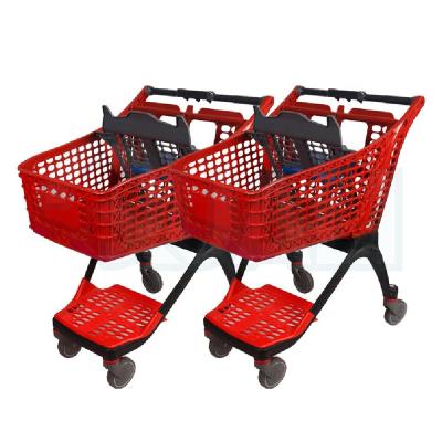 Chine 200L Plastic Material Supermarket Folding Shopping Trolley With Logo On Handle Customized à vendre