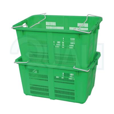 China Special eco-friendly raw material for metal plastic handle tropical fruit basket durable plastic vegetable crate for sale