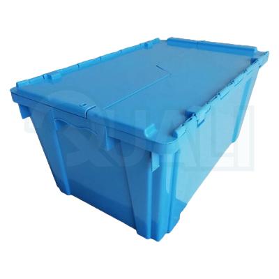 China Raw Material Fashion Logistics Containers 600*400*300 Eco-friendly Lid Tote Box Plastic Big Containers zu verkaufen