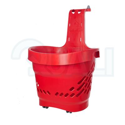 China Supermarket 90L Large Capacity Plastic Shopping Basket Plastic Grocery Basket With Handle Wheeled Basket for sale