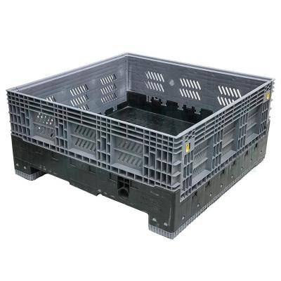 China Warehouse Storage System Boxes 45x48x34 Eco-friendly Collapsible Bulk Plastic Pallet Box With 2 Drop Doors for sale