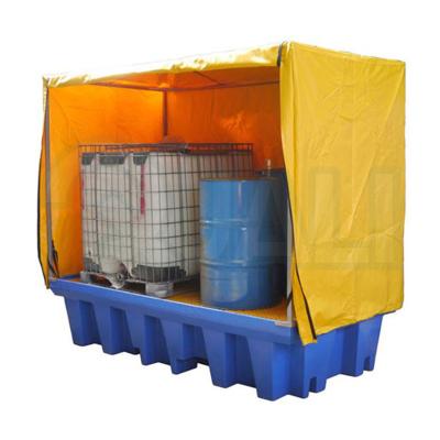 China 1240*1240 Spill Pallet Warehouse System Leak Proof Single Faced Plastic Tray Yellow And Black Spill Pallet Retainer zu verkaufen