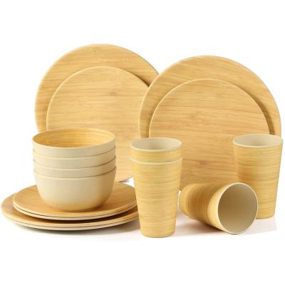 China Environmentally Friendly Sustainable Daily Use Food Safe Biodegradable Eco Friendly Bamboo Tableware Set for sale