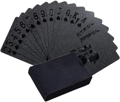 China Portable Cubic Back Design Waterproof Textured Cool Black Playing Cards Magic Cards Party Deck For Card Game for sale