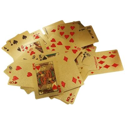 China Portable Distinctive Style Waterproof 24k Gold Foil Plastic Poker Cards For Table Games Magic Trick Cards Pack for sale