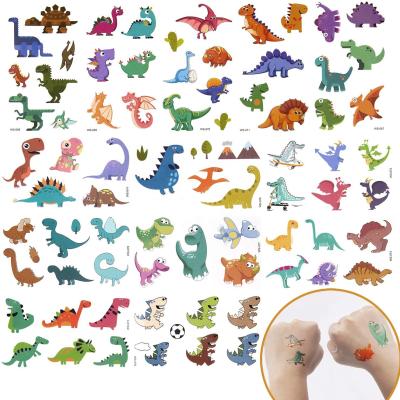 China Temporary Vibrant Colors Non-Toxic Safe Waterproof Dinosaur Temporary Tattoos For Kids Theme Birthday Gifts for sale