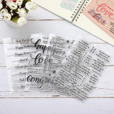 China Decoration Thanksgiving Christmas Holiday Card Making Silicone Words Clear Stamp With Sentiments Greeting Words Pattern for sale