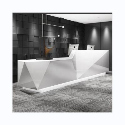 China Extendable Customize L Shaped Counter Check Out Table Curved Spa Reception Modern Office Beauty Salon Front Desk for sale