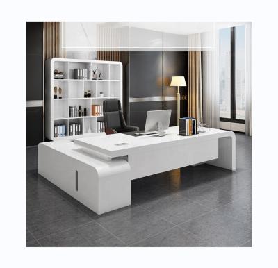 China Adjustable (height) Gold Luxury Office Furniture Manager Table Stainless Steel Base Home Computer Study Desk for sale