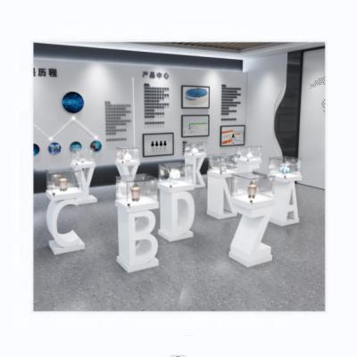 China Man-made board showcase showcase personalized Exhibition Hall exhibition stand art new creative exhibition display cabinet made of glass for sale