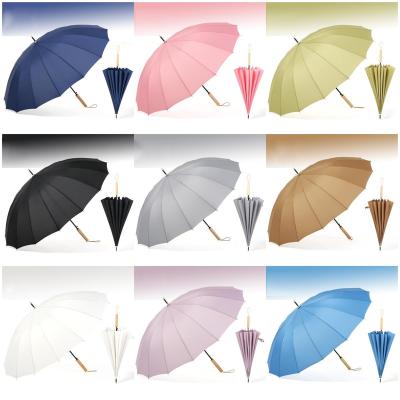 China Modern Factory Supply Advertising Umbrella Wooden I Handle And Shaft Auto Open Custom Logo Straight Umbrella For Hotel for sale