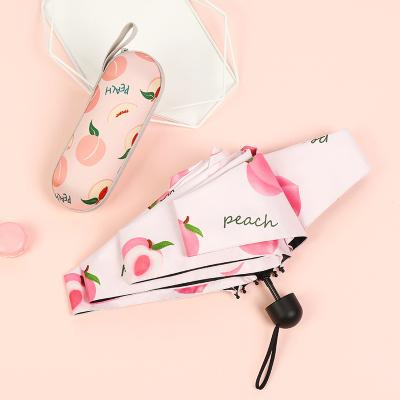 China Cute UPF50+Summer Fashionable Umbrella Capsule Pocket Portable Mini Anti-Uv 5 Folding Compact Rain Sun fruits Umbrella for sale