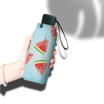 China Cute Watermelon Umbrella Manual Open 5 Fold Small Size Uv Protection Umbrella for sale