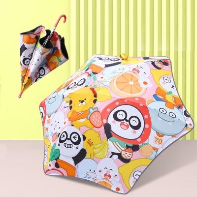 China Modern 2022 Hand Open Kids Safety Use Custom Print Animal Cartoon Umbrellas Kids Round Corner Umbrella for sale