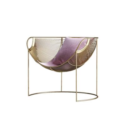 China High Quality Modern Luxury Home Furniture Metal Living Room Leisure Cooling Golden Chair for sale