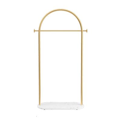 China Metal Expandable Lightweight Luxury Single Rack Hanging Clothes Rack Detachable Rack Shoes and Coat Hanger Rack for sale