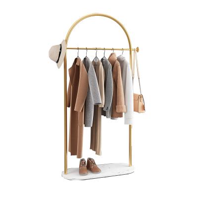 China High Quality Multifunctional Expandable Stone Stand Hanger High Stability Marble Metal Clothes Rack With Shoe Storage Shelf Coat Rack for sale