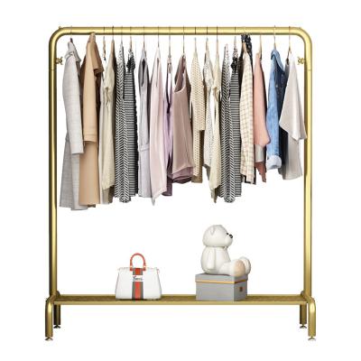 China Adjustable (Height) Customized Bedroom Hotel Clothing Store Hat Coat Light Luxury Golden Floor-Standing Rack for sale